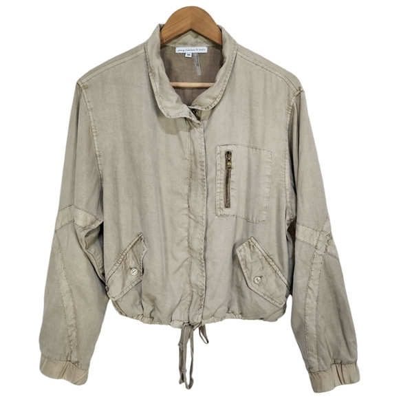 Young Fabulous & Broke Clara Utility Bomber Jacket Beige Womens Size Medium - Picture 1 of 15